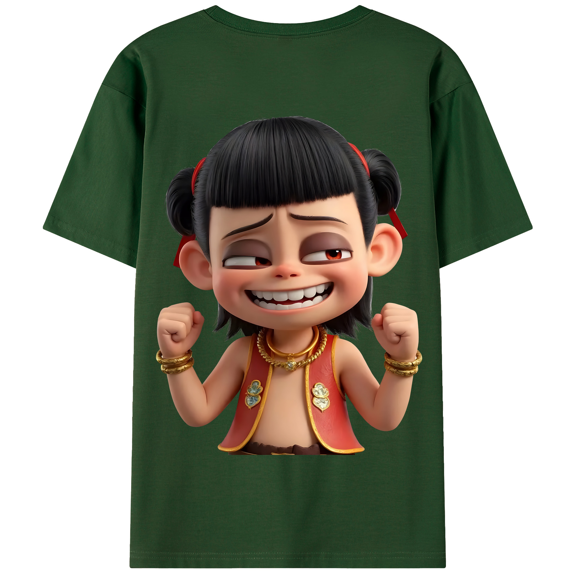 （画像用） Ne Zha 2 ナタ 魔童の大暴れ 綿100％半袖Tシャツ（背面プリント）